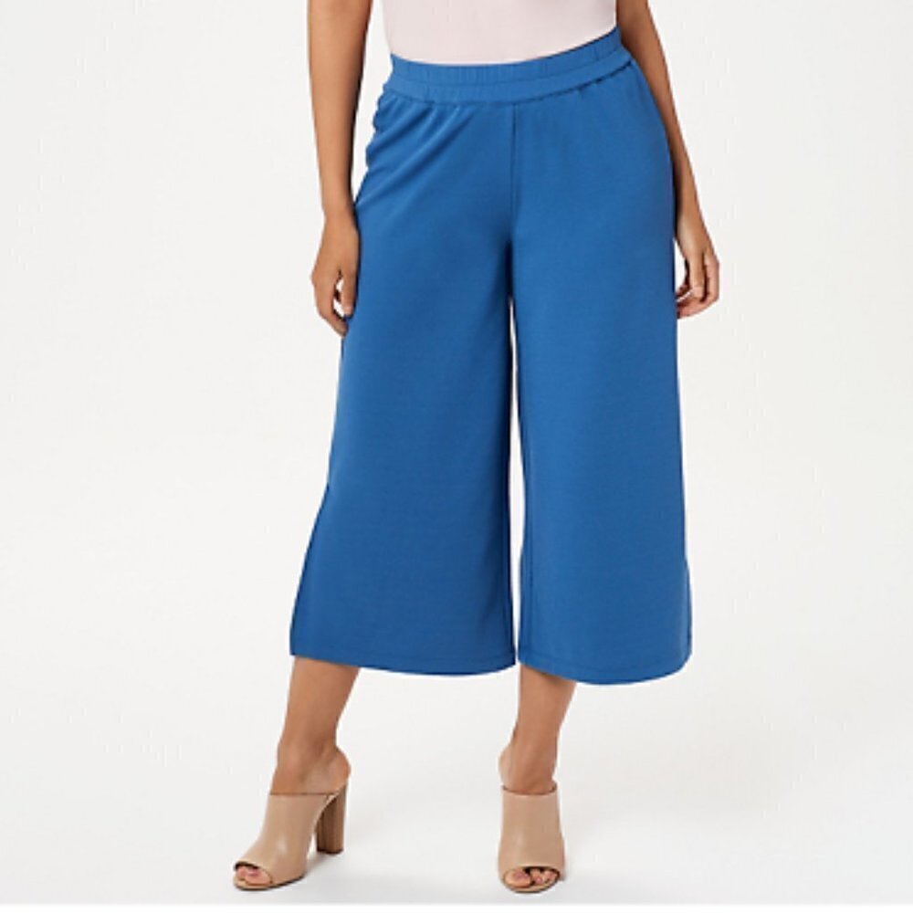 Joan Rivers BNWOT Women blue knit culottes sz 2XSmall NEW stretch wide leg pants